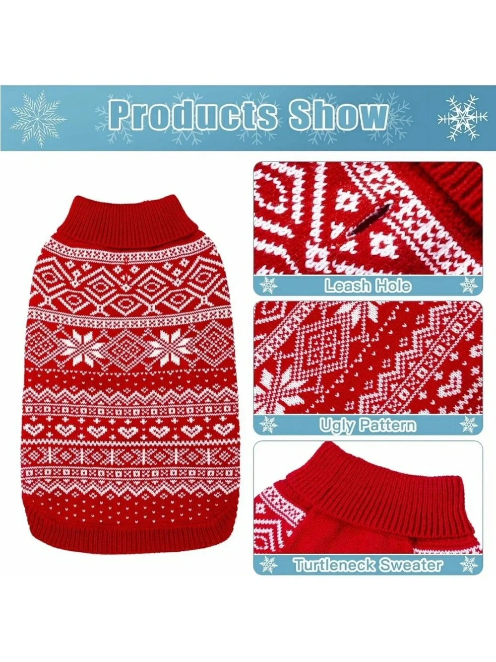 NWT Fluffy Pups Red Knit Dog Sweater - Festive Holiday Pullover, Size L
